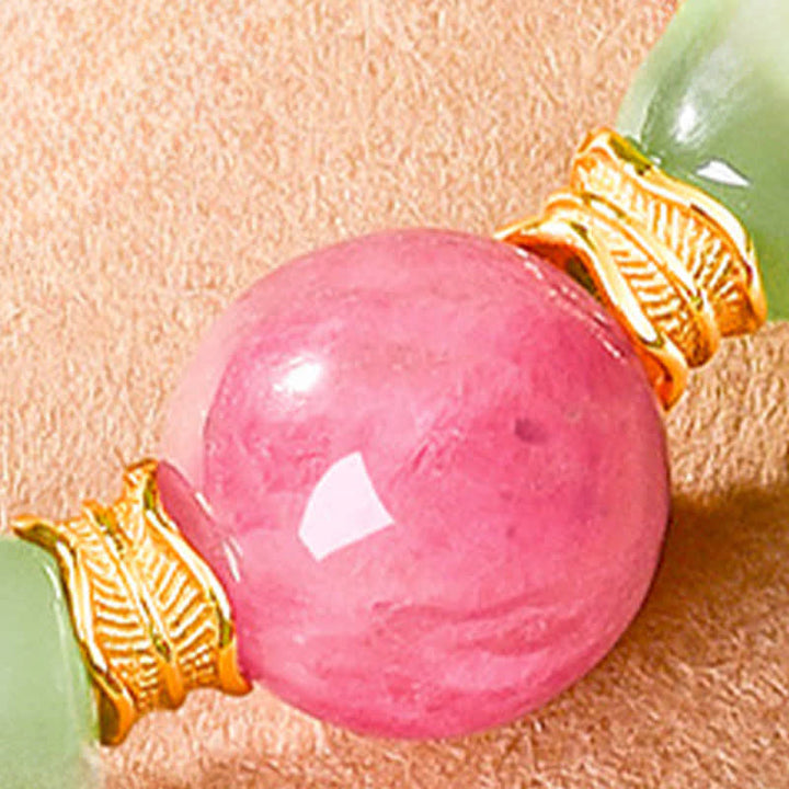 Buddha Stones Jade Luck Round Bead Rhodonite Bracelet - image 9