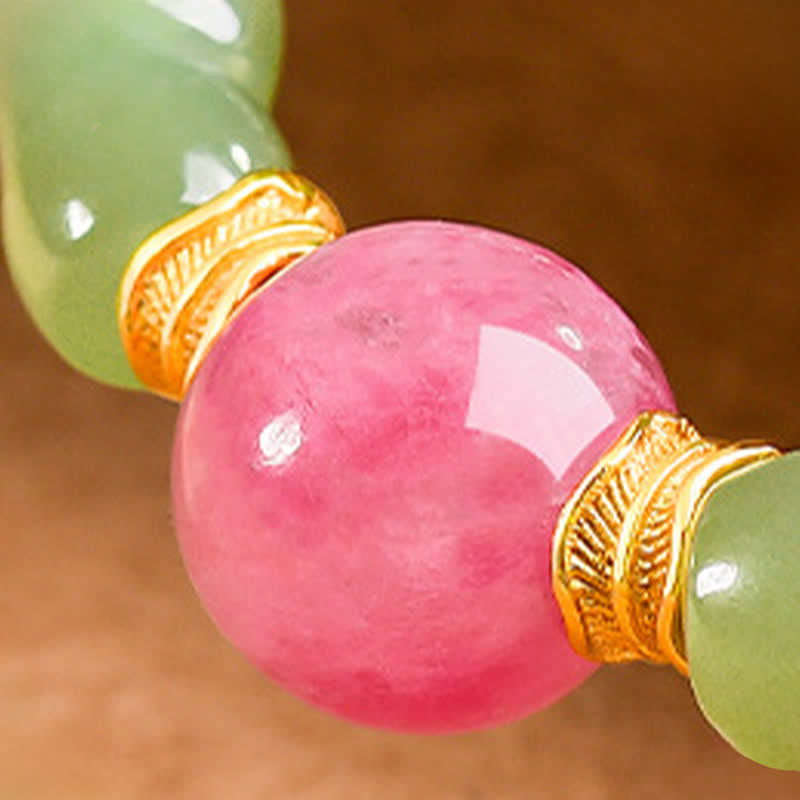Buddha Stones Jade Luck Round Bead Rhodonite Bracelet - image 8