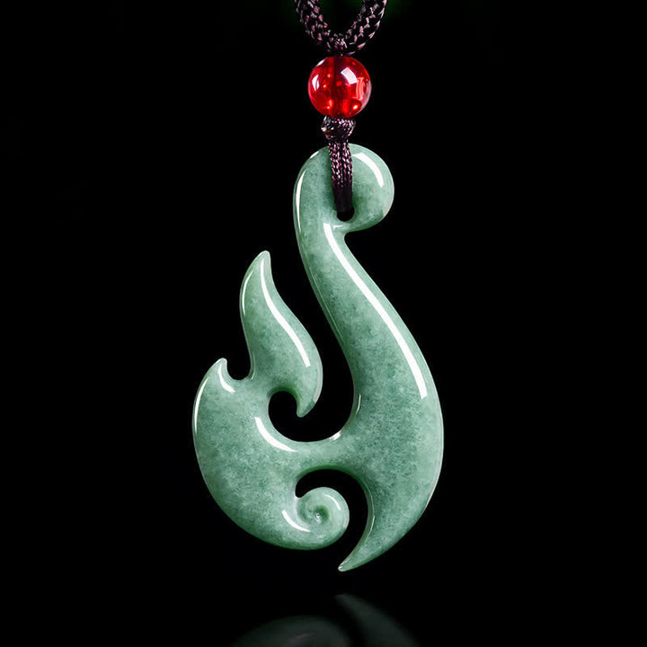 Buddha Stones Natural Jade Spiral Abundance  Pendant Necklace - image 2