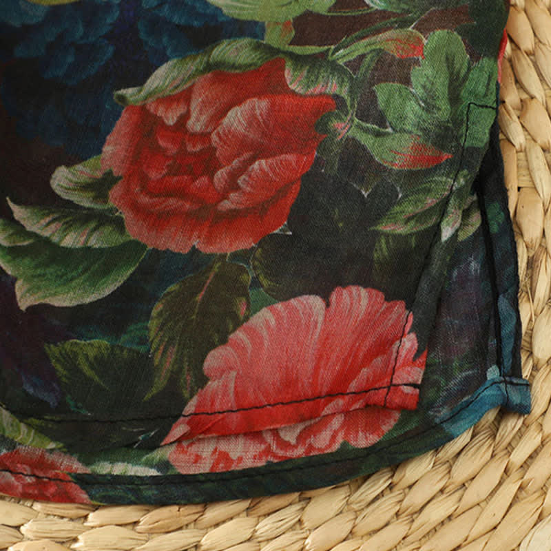 Buddha Stones Summer Tang Style Elegant Mandarin Collar Peony Floral Tank Top Women's Sleeveless Shirts - image 9