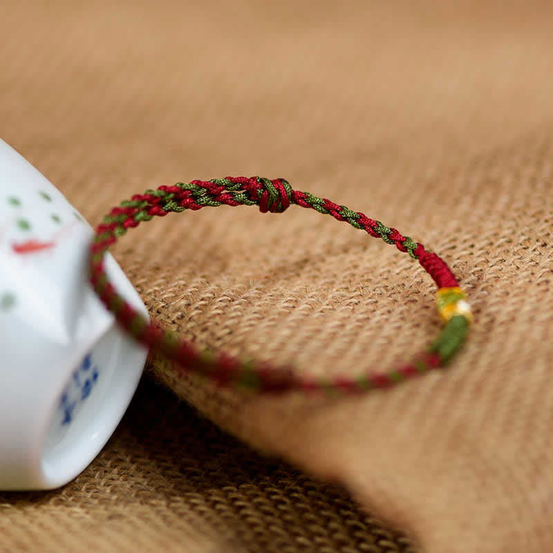 Buddha Stones 999 Gold Braided Colorful Red Green String Koi Fish Luck Bracelet Anklet - image 10