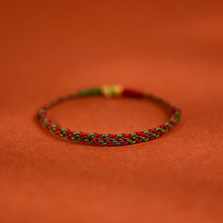 Buddha Stones 999 Gold Braided Colorful Red Green String Koi Fish Luck Bracelet Anklet - image 9