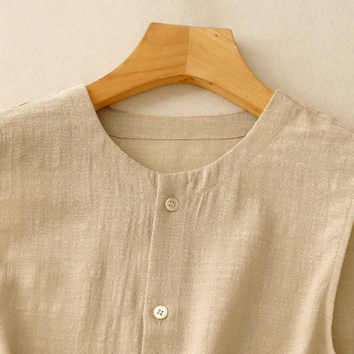 Buddha Stones Summer Casual Minimalist Button-Up Solid Tank Top Women's Sleeveless Shirts - image 2