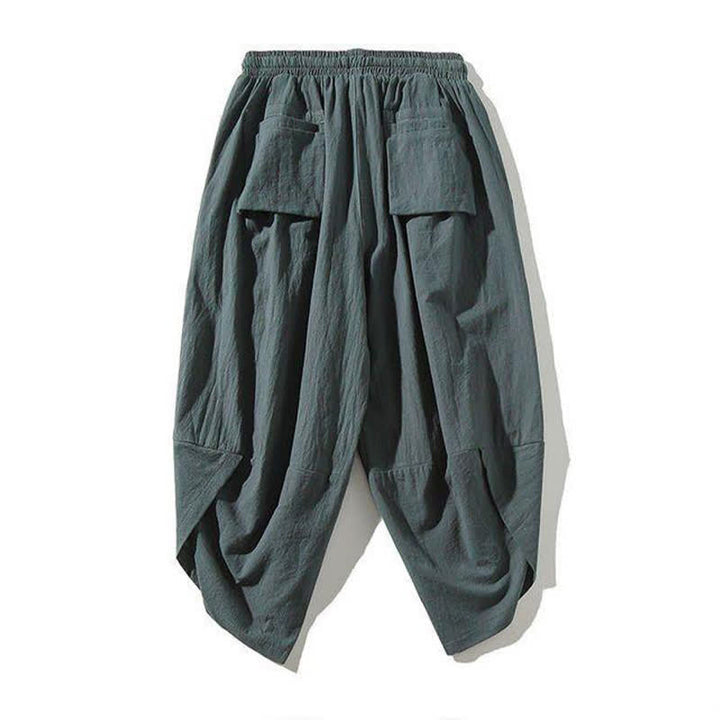 Buddha Stones Summer Tang Style Drawstring Koi Fish Capri Pants Men's Harem Pants With Pocket - image 15