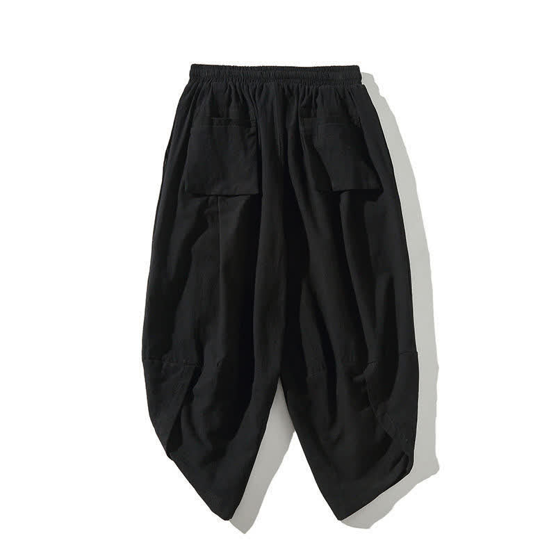 Buddha Stones Summer Tang Style Drawstring Koi Fish Capri Pants Men's Harem Pants With Pocket - image 13