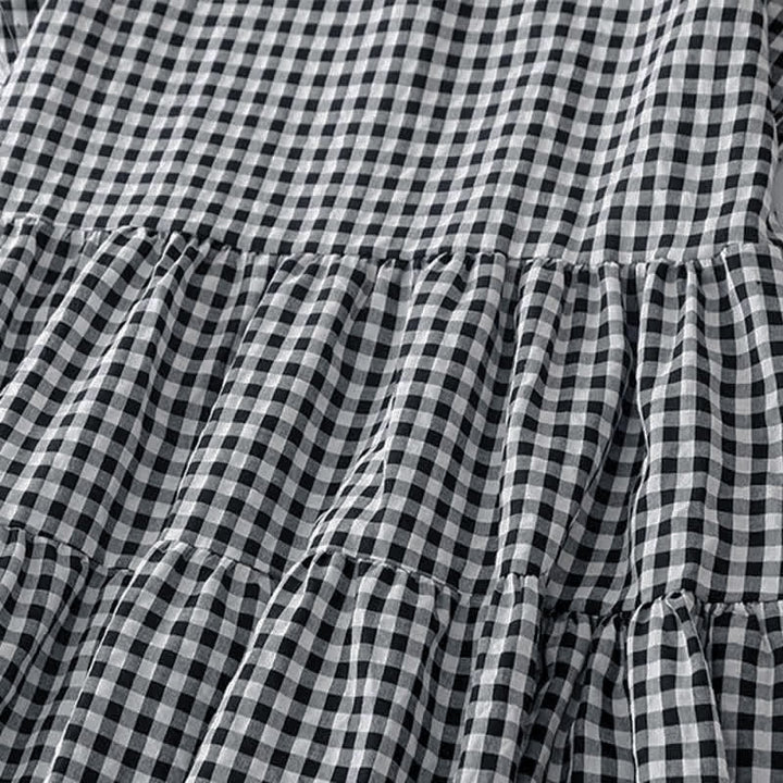 Buddha Stones Summer Vintage Plaid V-Neck Women's Short Sleeve Dress With Pocket - image 9