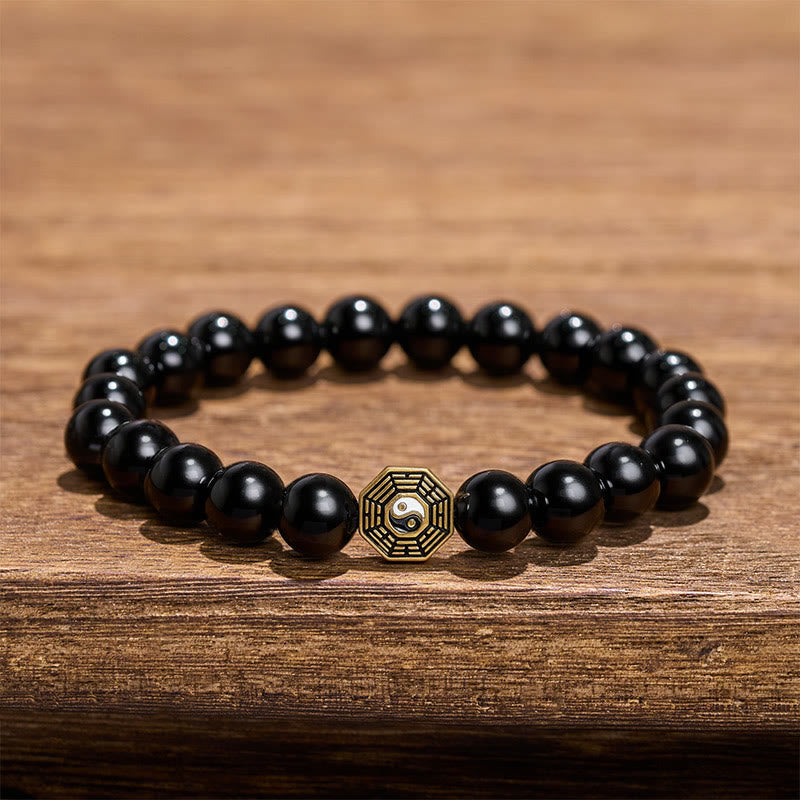 Buddha Stones Black Onyx Bagua Balance Charm Beaded Bracelet - image 2