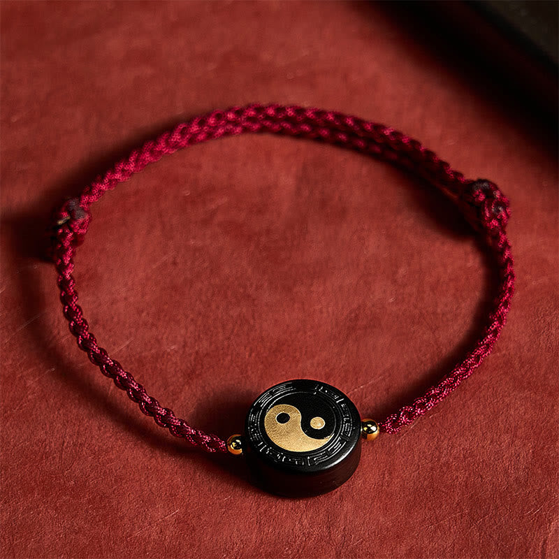 Buddha Stones Ebony Wood Bagua Grounding Red String Bracelet - image 3