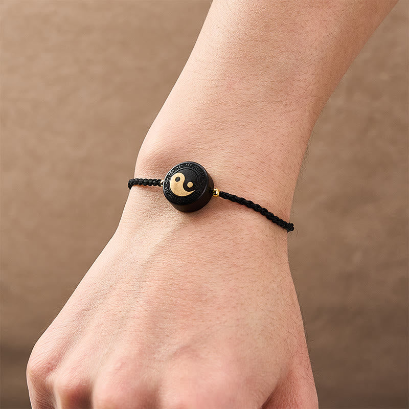 Buddha Stones Ebony Wood Bagua Grounding Red String Bracelet - image 15