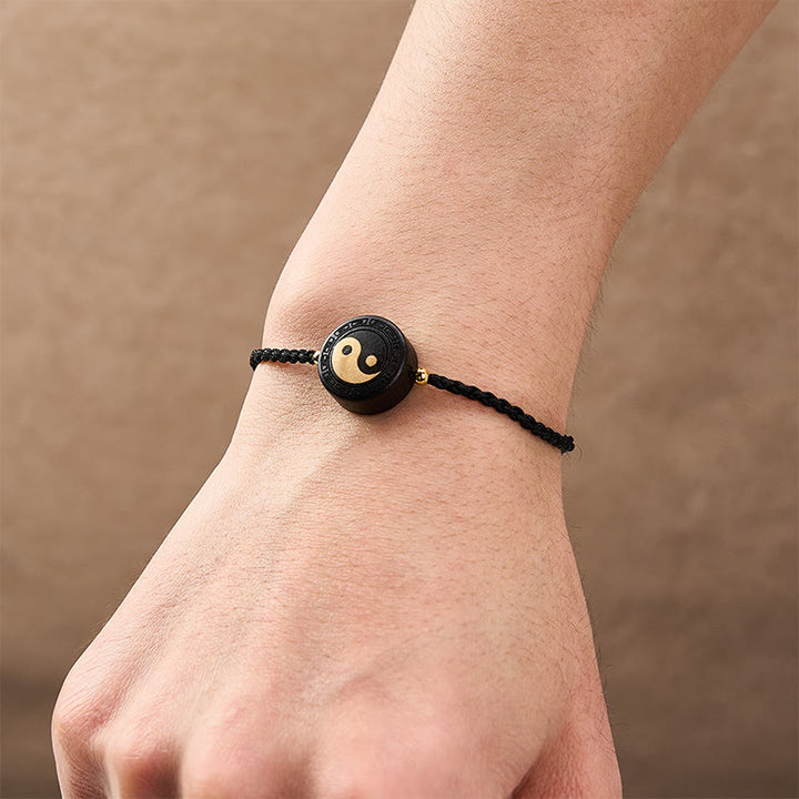 Buddha Stones Ebony Wood Bagua Grounding Red String Bracelet - image 15