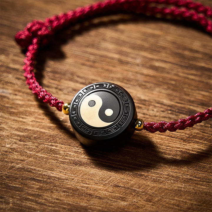 Buddha Stones Ebony Wood Bagua Grounding Red String Bracelet - image 4