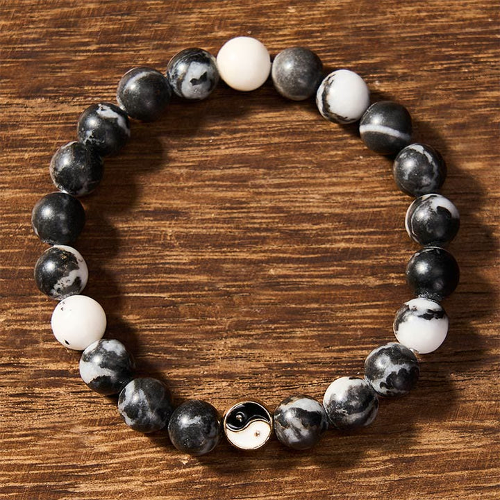 Buddha Stones Orca Agate Yin Yang Harmony Round Bead Bracelet - image 2