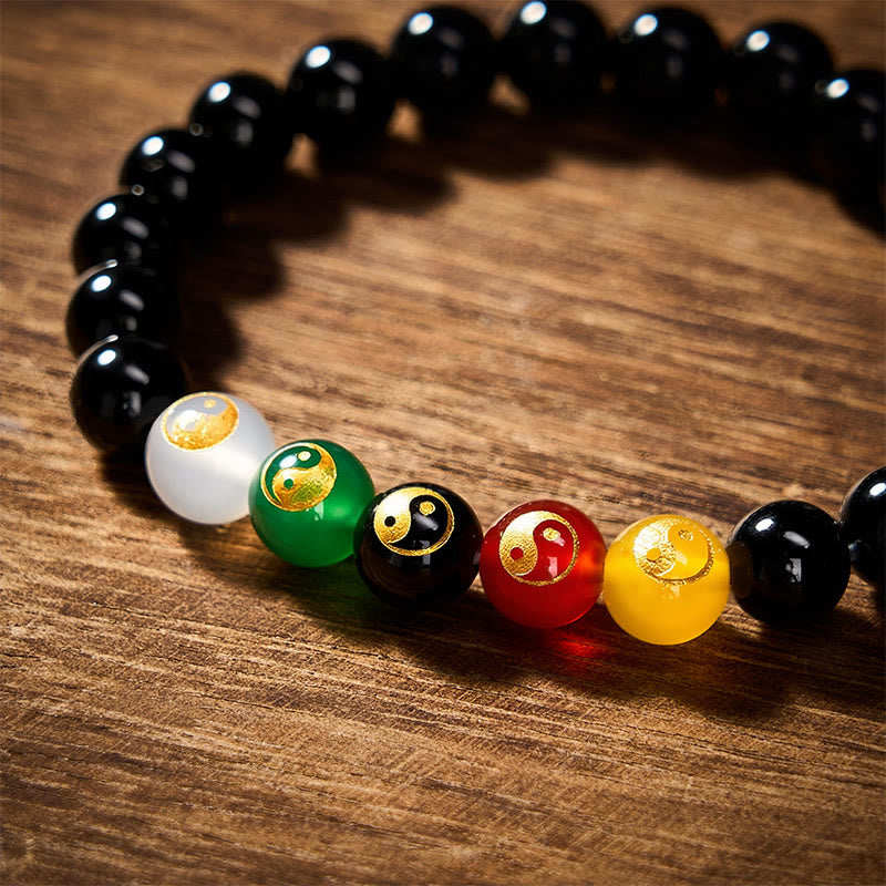 Buddha Stones Black Onyx Yin Yang Purity Hand-Polished Round Bead Bracelet - image 4