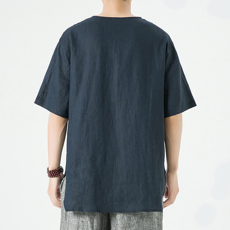 Buddha Stones Spring Summer Casual Minimalist Button-Up Solid Men's Short Sleeve Shirts - image 24