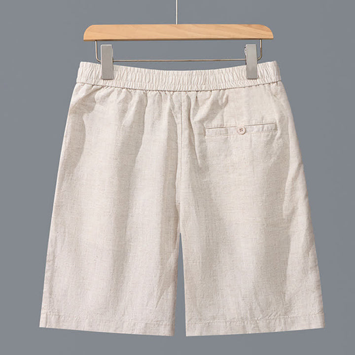 Buddha Stones Summer Casual Minimalist Solid Zipper Design Men's Shorts With Pockets - Linen - US/UK/AU42，EU52 (3XL) - image 2