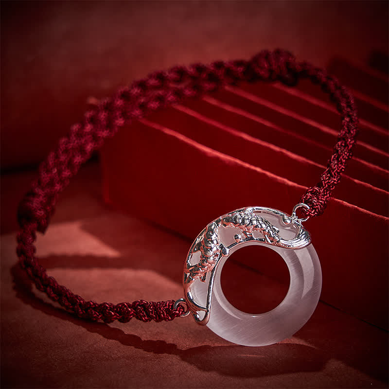 Buddha Stones White Jade Koi Fish Wealth Red String Bracelet - image 3