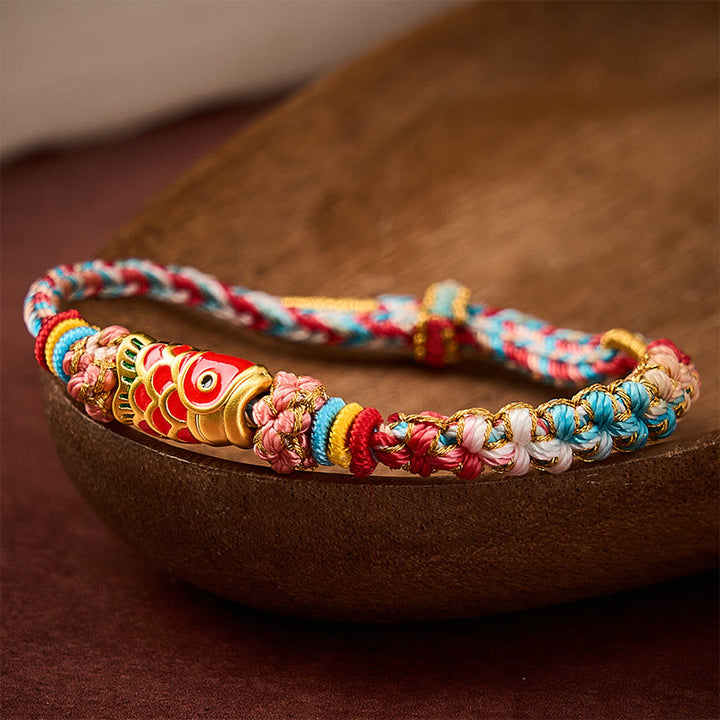 Buddha Stones Hand-Woven Peach Blossom Koi Fish Success Rope Bracelet - image 3