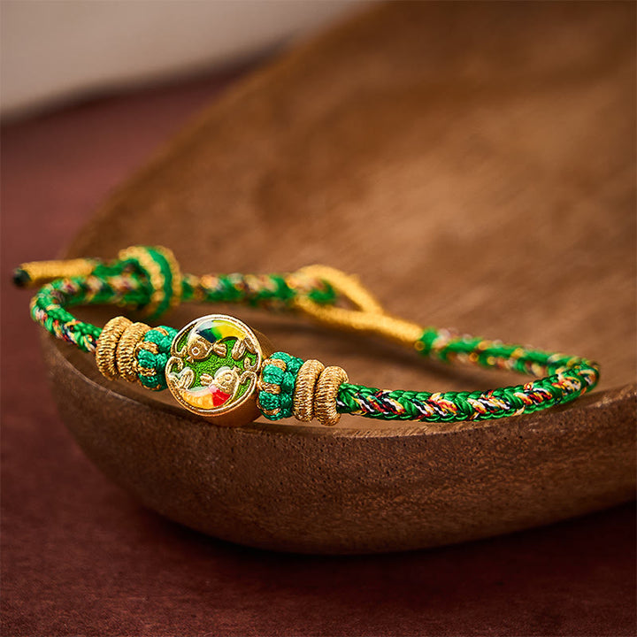 Buddha Stones Hand-Woven String Double Koi Fish Protection Rope Bracelet - image 3