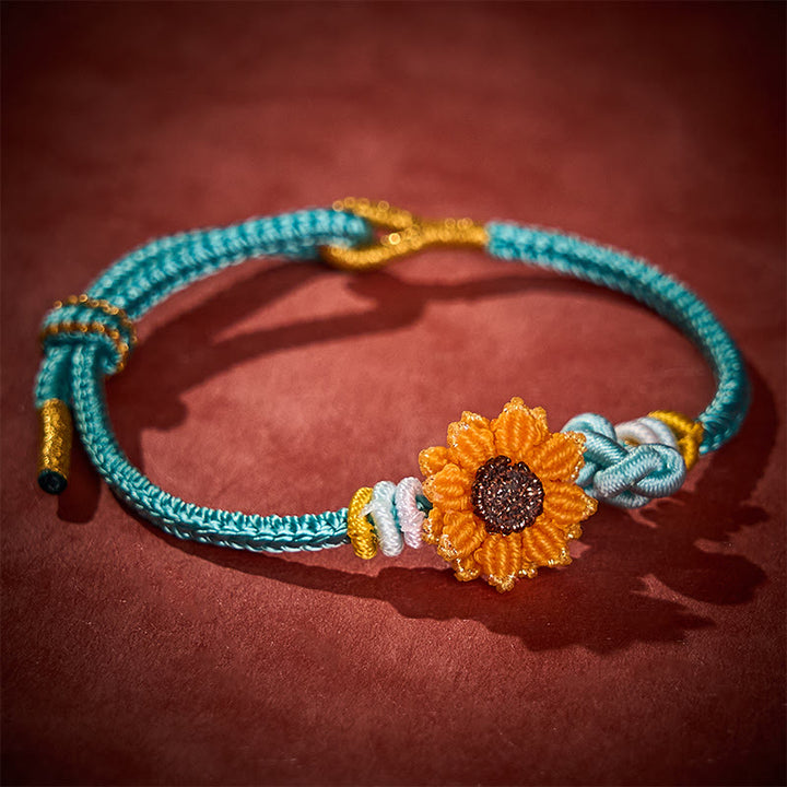 Buddha Stones Hand-Woven Red String Sunflower Luck Bracelet - image 12
