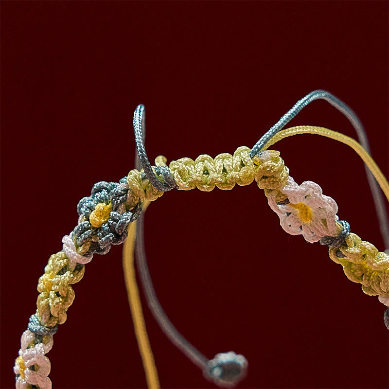 Buddha Stones Hand Woven Pastel Daisy Gradient String Bracelet - image 6