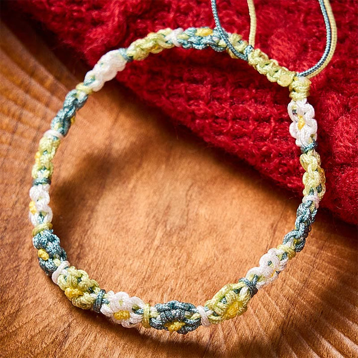 Buddha Stones Hand Woven Pastel Daisy Gradient String Bracelet - image 1