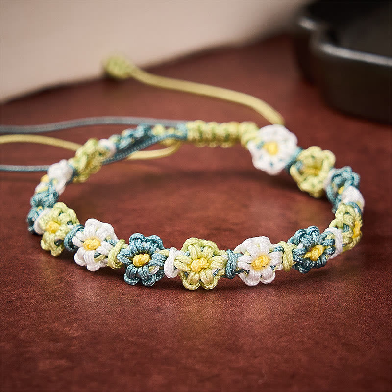 Buddha Stones Hand Woven Pastel Daisy Gradient String Bracelet - Green(Wrist Circumference: 5.51-6.69  in / 14-17 cm) - image 0