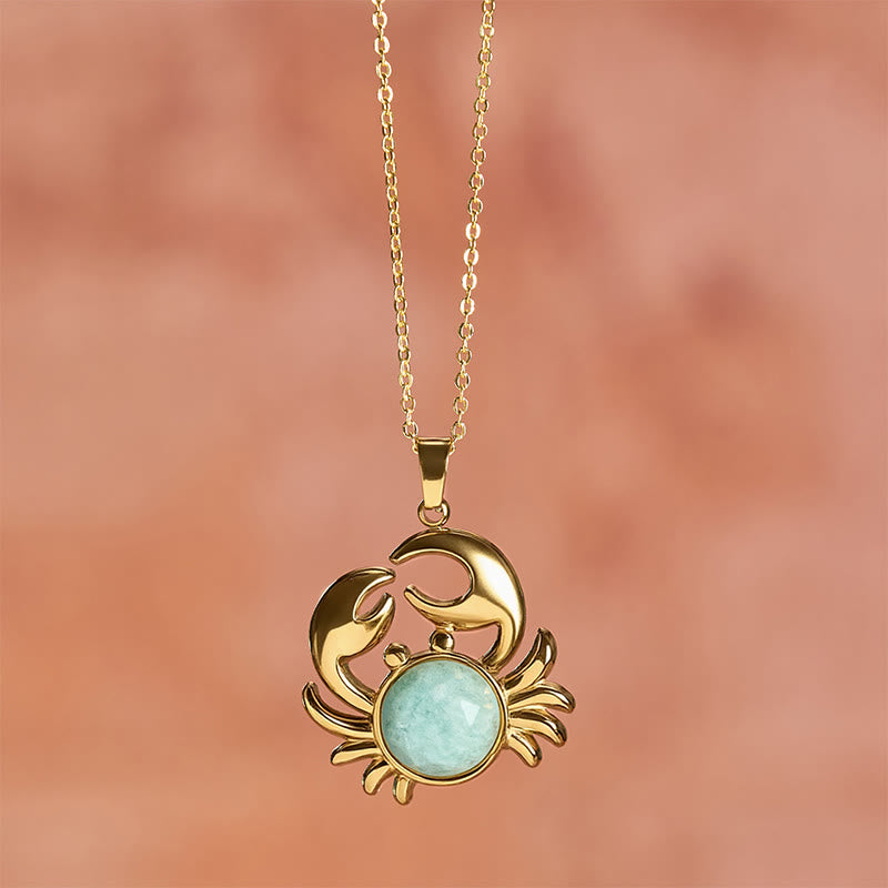 Buddha Stones Gold Plated Amethyst Crab  Inner Peace Necklace - image 14