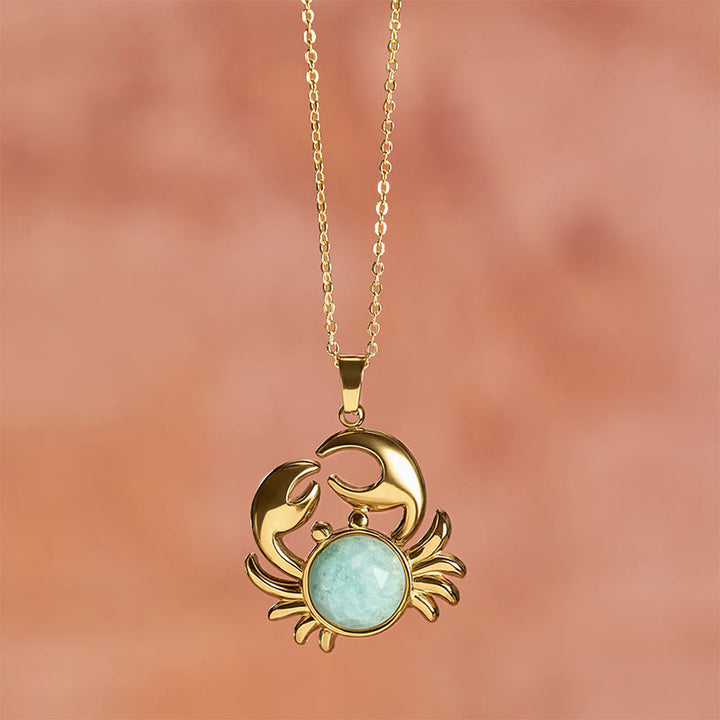 Buddha Stones Gold Plated Amethyst Crab  Inner Peace Necklace - image 14