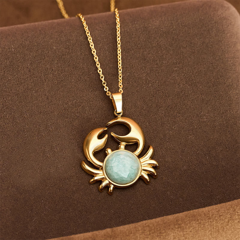 Buddha Stones Gold Plated Amethyst Crab  Inner Peace Necklace - Amazonite(Truth ♥ Communication) - image 12