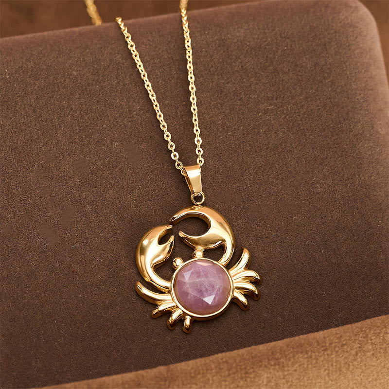 Buddha Stones Gold Plated Amethyst Crab  Inner Peace Necklace - Amethyst(Stress Relief ♥ Intuition) - image 0
