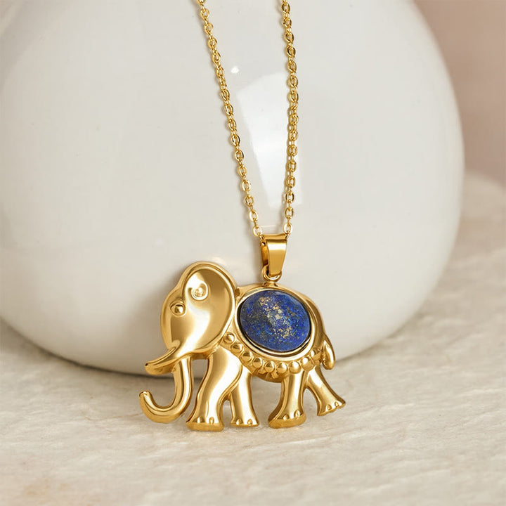 Buddha Stones Gold Plated Tiger Eye Elephant Protection Necklace - image 8