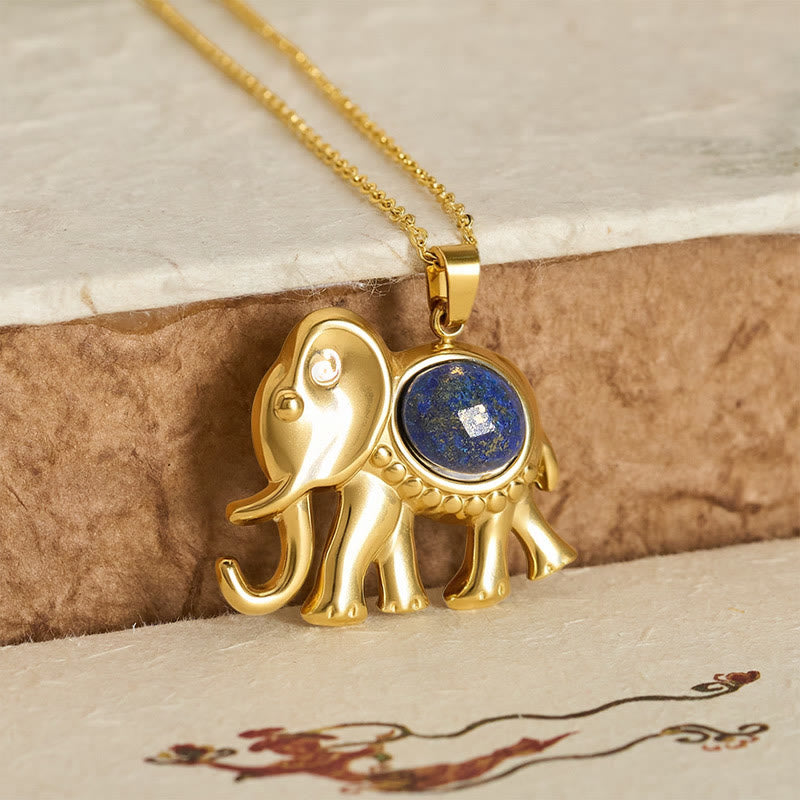 Buddha Stones Gold Plated Tiger Eye Elephant Protection Necklace - image 9
