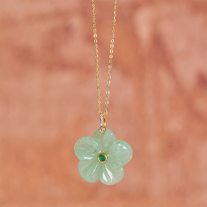 Buddha Stones Natural Green Aventurine Five Petal Flower Positivity Necklace - image 4