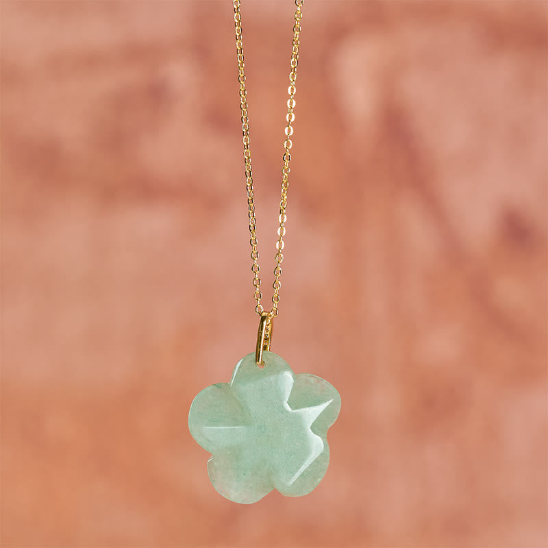 Buddha Stones Natural Green Aventurine Five Petal Flower Positivity Necklace - image 5