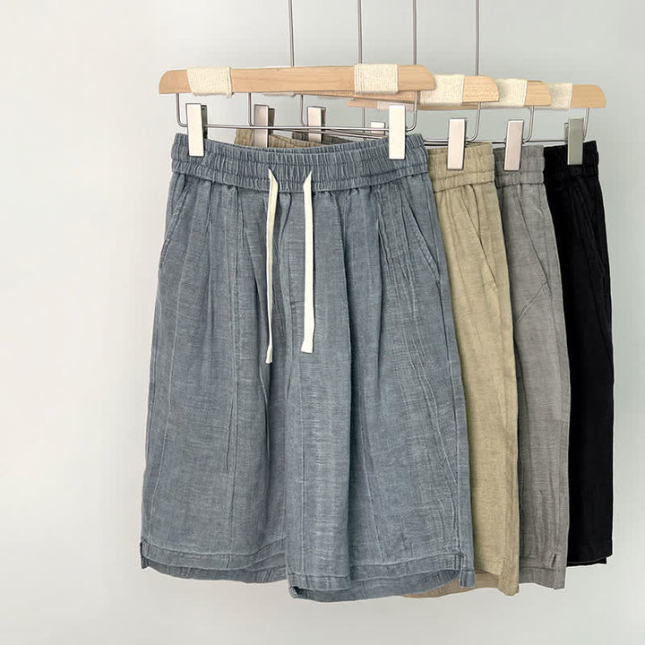 Buddha Stones Summer Casual Drawstring Solid Elastic Waist Men's Shorts With Pockets - image 12