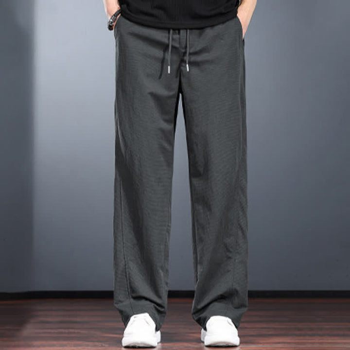 Buddha Stones Spring Summer Casual Minimalist Drawstring Elastic Waist Solid Long Pants Men's Straight Leg Pants With Pockets - DarkSlateGray - US/UK/AU44，EU54 (4XL) - image 12