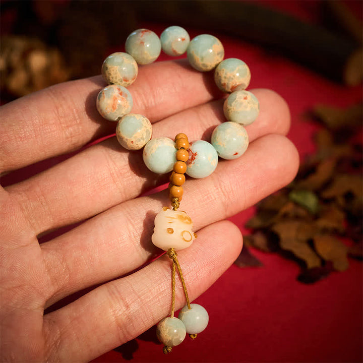 Buddha Stones Shoushan Stone Charcoal-Grilled Cat Luck Tactile Meditation Beads Decorations - 8mm - Shoushan Stone(Positive ♥ Harmony) - image 0