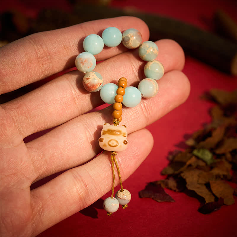 Buddha Stones Shoushan Stone Charcoal-Grilled Cat Luck Tactile Meditation Beads Decorations - 10mm - Shoushan Stone(Positive ♥ Harmony) - image 1