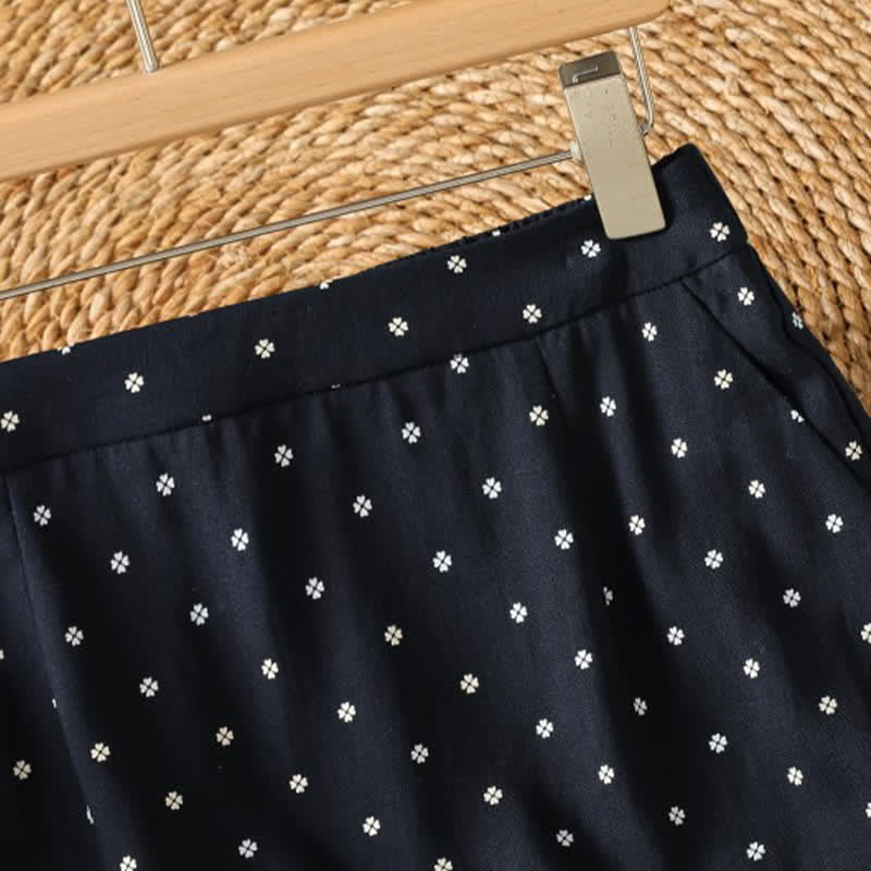 Buddha Stones Summer Casual Vintage Polka Dot Women's Skirts With Pockets - image 8