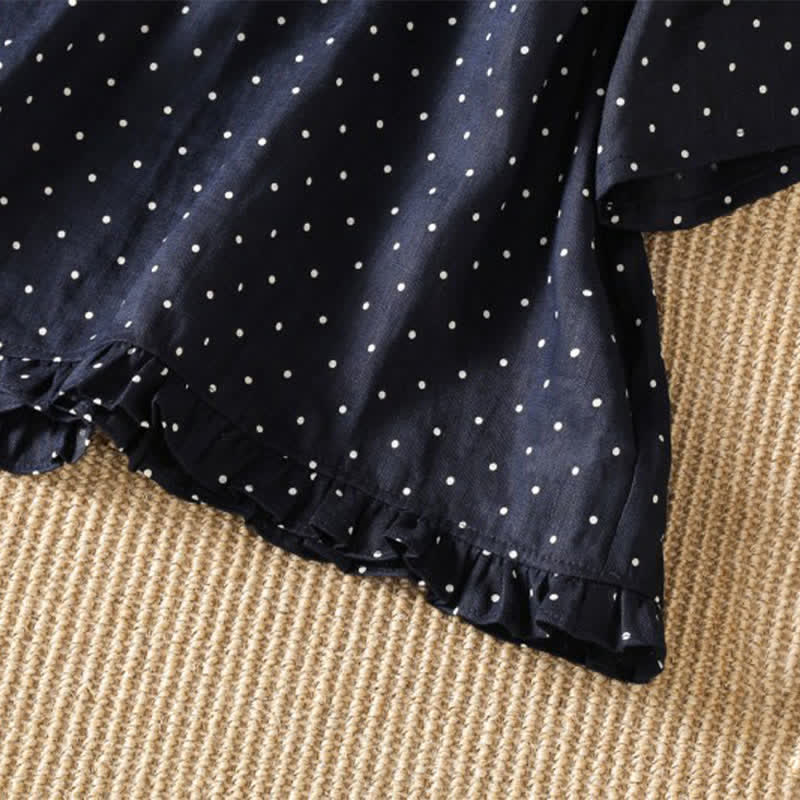 Buddha Stones Summer Casual Polka Dot Ruffled Hem Women's Short Sleeve T-Shirts - image 9