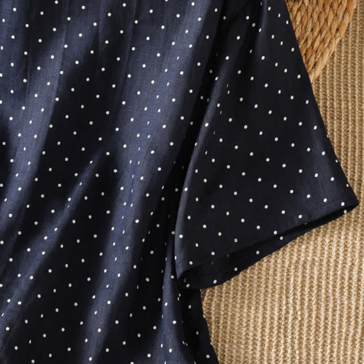 Buddha Stones Summer Casual Polka Dot Ruffled Hem Women's Short Sleeve T-Shirts - image 10