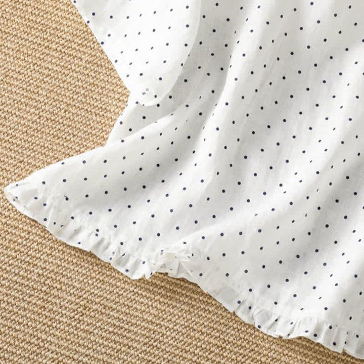 Buddha Stones Summer Casual Polka Dot Ruffled Hem Women's Short Sleeve T-Shirts - image 15