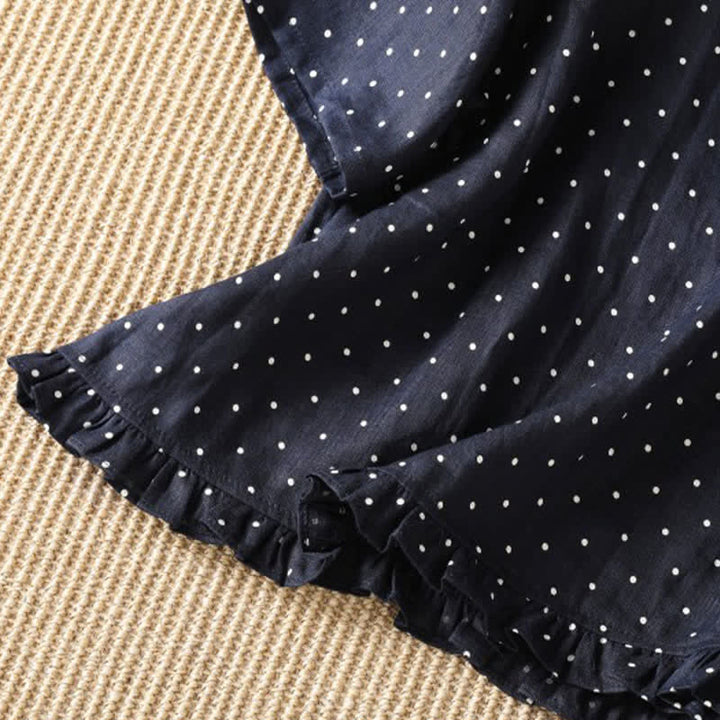 Buddha Stones Summer Casual Polka Dot Ruffled Hem Women's Short Sleeve T-Shirts - image 8