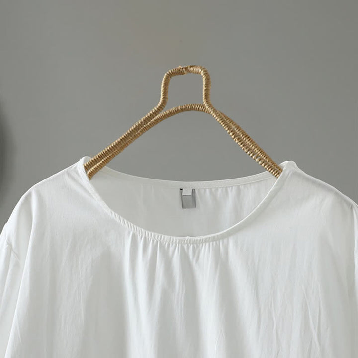 Buddha Stones Summer Casual Minimalist Solid Ruffle Hem Women's Short Sleeve Dress - image 8