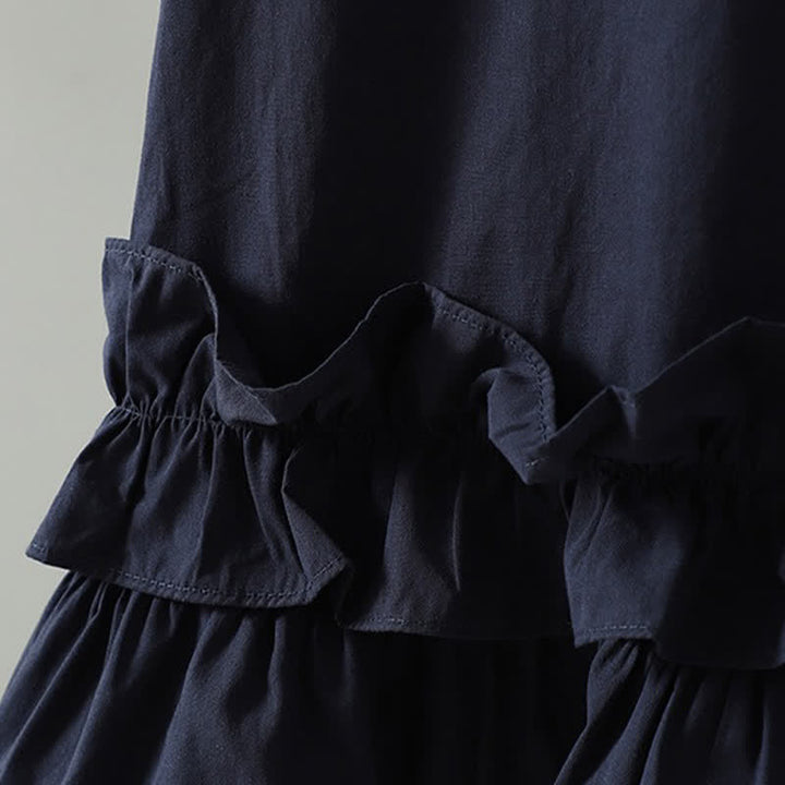 Buddha Stones Summer Casual Minimalist Solid Ruffle Hem Women's Short Sleeve Dress - image 5