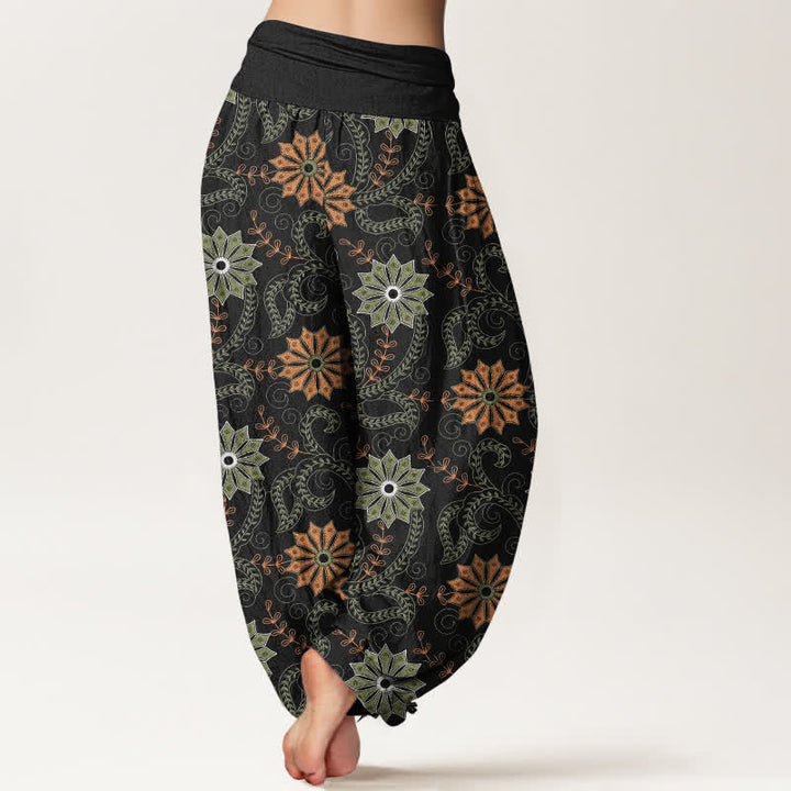 Buddha Stones Cotton Bohemian Mandala Vine Pattern Women's Elastic Waist Harem Pants - image 2