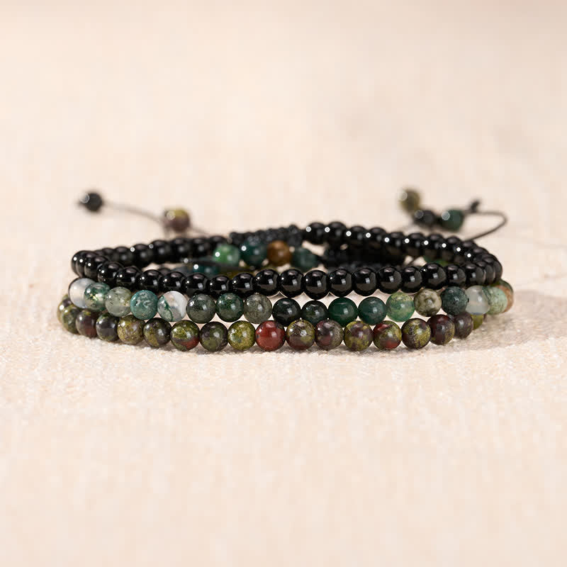 Buddha Stones 3pcs "Reclaim Your Vital Energy" Indian Agate Transformation Bracelet Includes Gift Message Card - image 2
