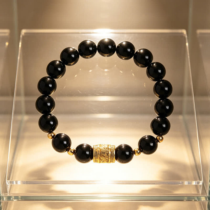 Buddha Stones Tiger Eye Black Obsidian Courage Beads Bracelet - image 14