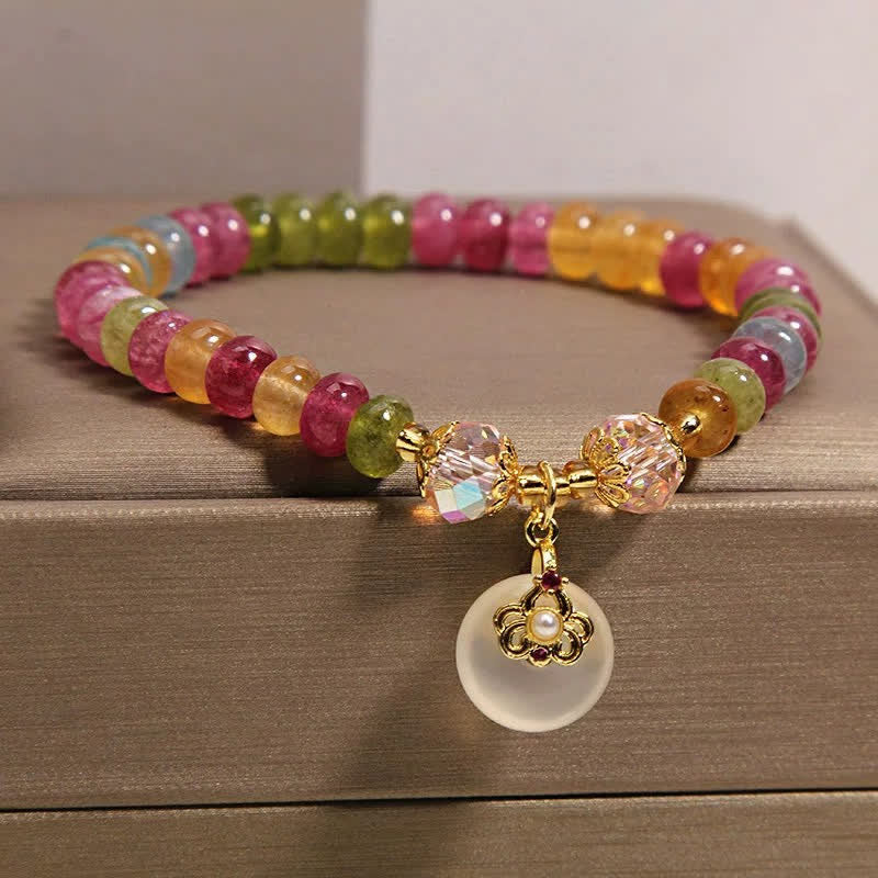 Buddha Stones Natural Multicolor Tourmaline Chalcedony Wisdom Bracelet - image 2