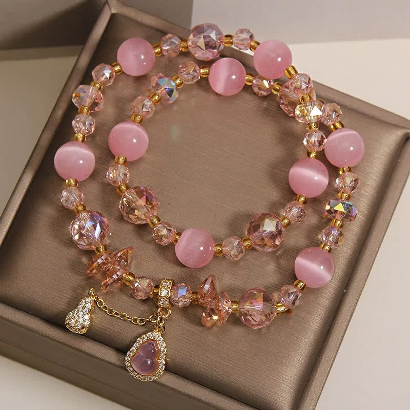 Buddha Stones Cat's Eye Gourd Pendant Double Layer Beaded Bracelet - image 3